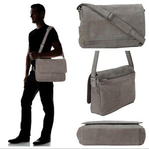 Kenneth Cole Messenger Bag- Nubuck Leather - Taupe
